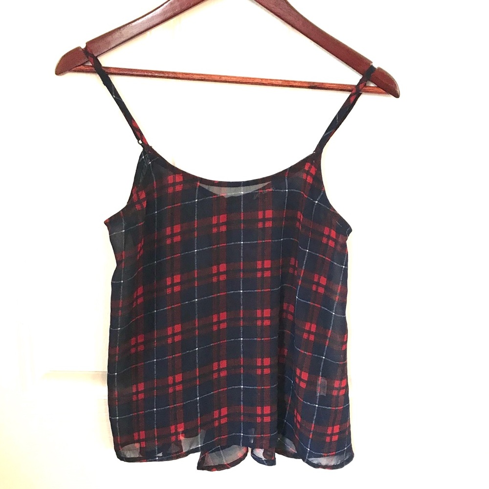 Michel sheer plaid tank top, size medium